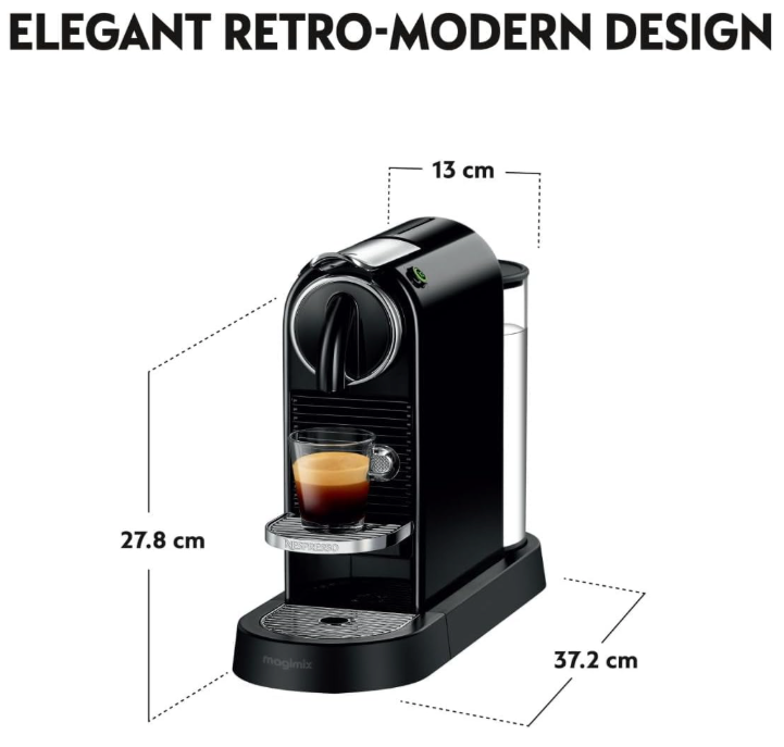 Nespresso De'Longhi CitiZ EN167.B, Welcome Set Included, Black, 1260 W