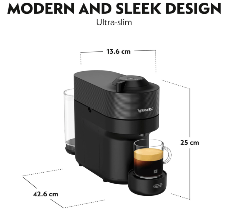 Nespresso ENV90.B Vertuo Pop Automatic Pod coffee machine for Americano, Decaf, Espresso by Magimix in Liquorice Black