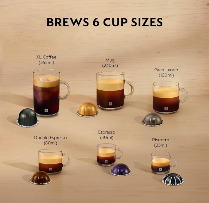 Nespresso ENV90.B Vertuo Pop Automatic Pod coffee machine for Americano, Decaf, Espresso by Magimix in Liquorice Black