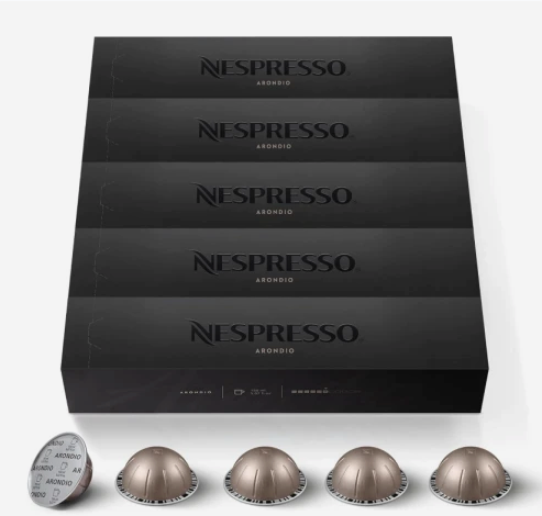 Nespresso Vertuo - 50 Arondio Capsules - Intensity 6 - For Gran Lungo 150ml - (5 cases of 10)