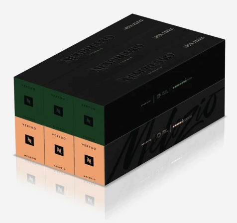 Nespresso Vertuo Coffee Pods, 60 Mixed Pack - 30 Melozio and 30 Stormio Capsules for Nespresso Machines. Make Espressos, Cappuccino, Lattes and Iced Coffee at home. Recyclable Pods