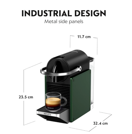 Nespresso Pixie Coffee Pod Machine by Krups in Dark Green XN3063G0, 19-Bar High Pressure