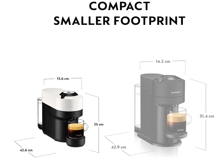 Nespresso Vertuo Pop Coffee Pod Machine By Krups, Coconut White, XN920140