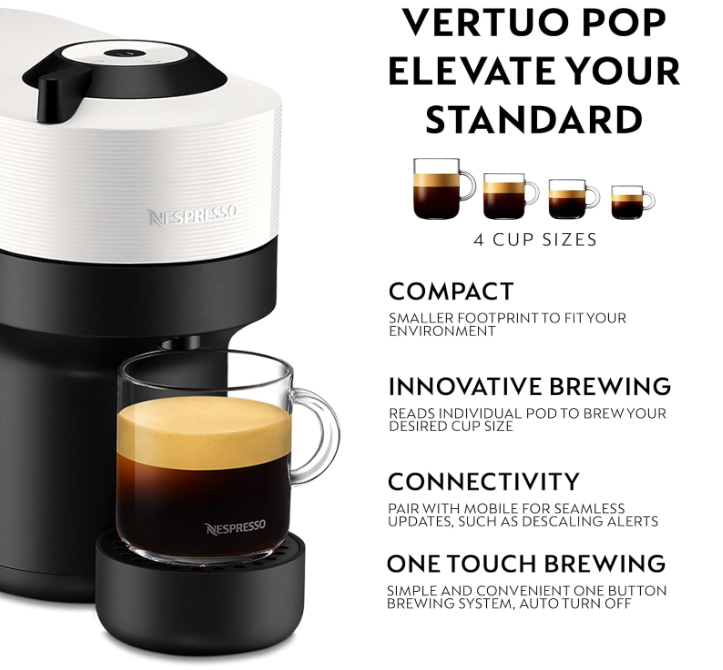 Nespresso Vertuo Pop Coffee Pod Machine By Krups, Coconut White, XN920140