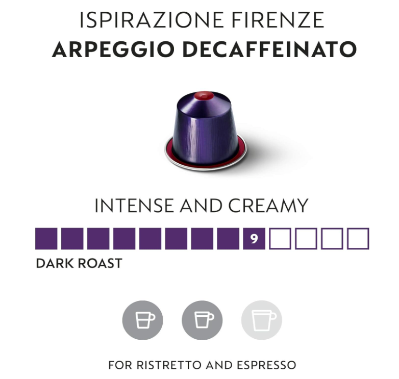 Nespresso Arpeggio Decaffeinato Coffee Capsules Pods Original, 50 Pods