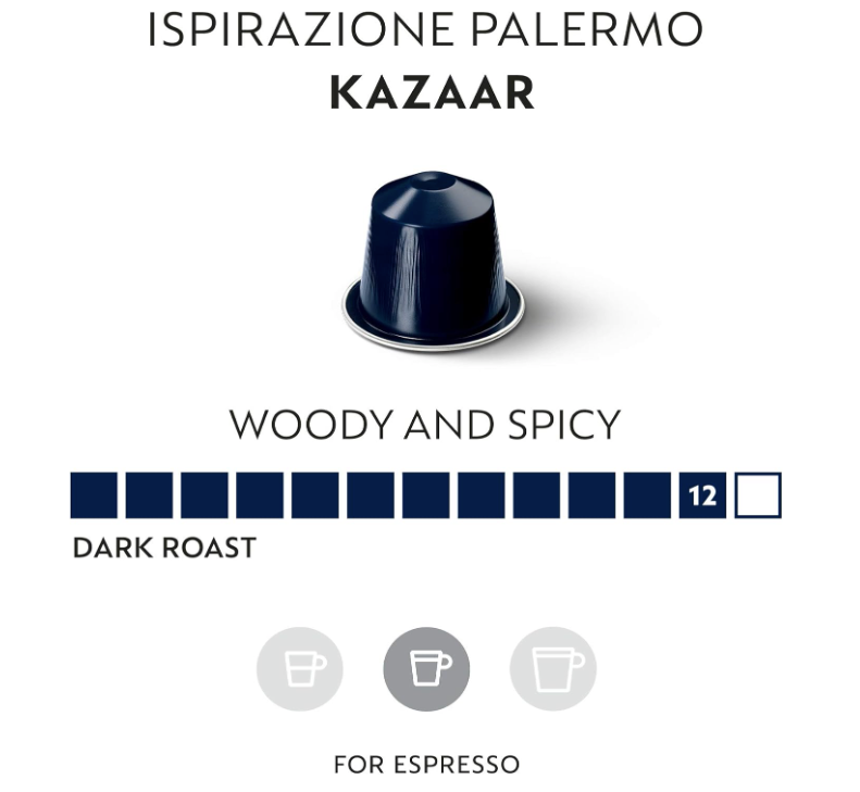 Nespresso Kazaar Coffee Capsules Pods Original, 50 Pods