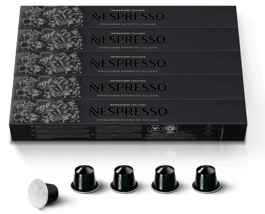 Nespresso Ristretto Coffee Capsules Pods Original, 50 Pods