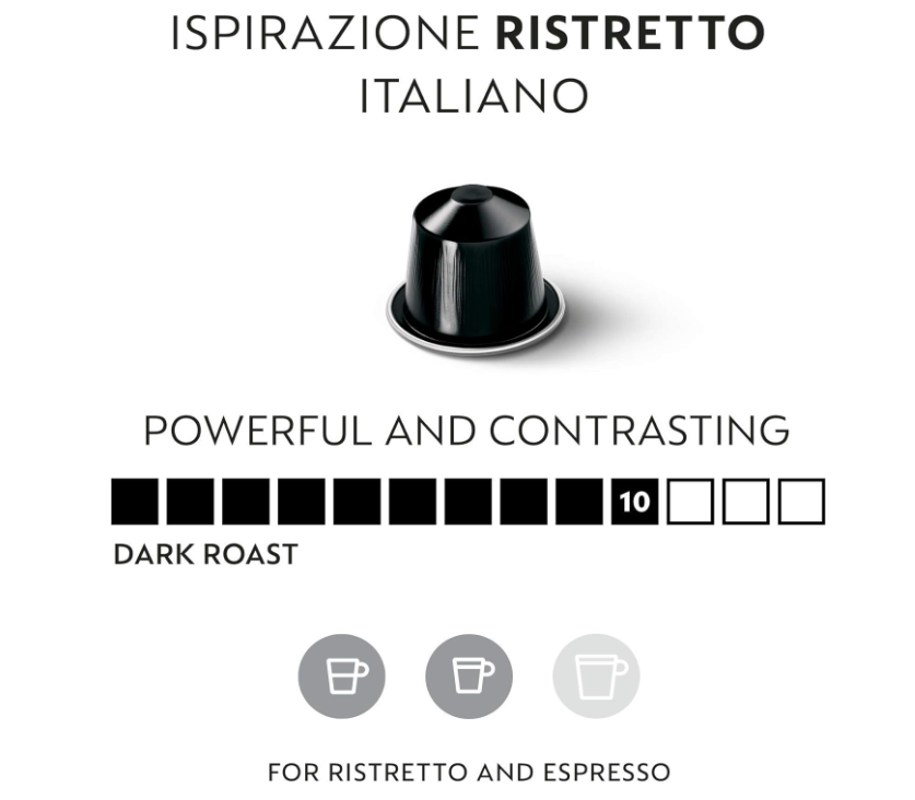 Nespresso Ristretto Coffee Capsules Pods Original, 50 Pods