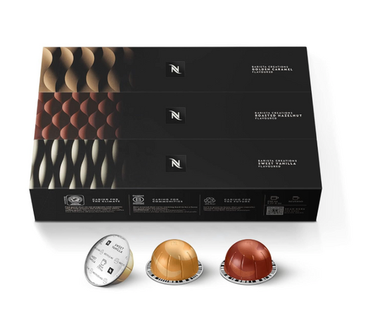 Nespresso Capsules Vertuo, Barista Flavored Pack, Medium Roast Coffee, 30 Count Coffee Pods