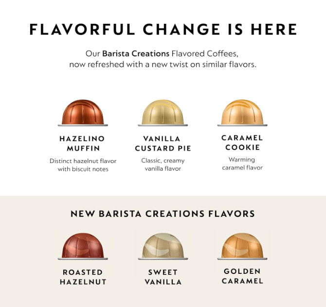 Nespresso Capsules Vertuo, Barista Flavored Pack, Medium Roast Coffee, 30 Count Coffee Pods