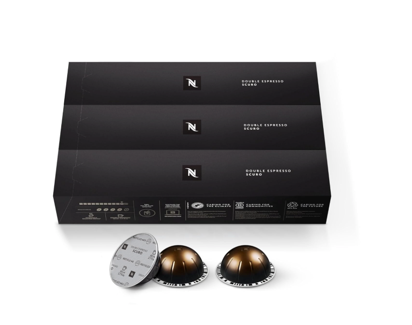 Nespresso Capsules Vertuo, Double Espresso Scuro, Dark Roast Espresso Coffee, 30-Count Coffee Pods