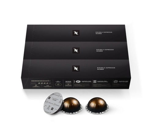 Nespresso Capsules Vertuo, Double Espresso Scuro, Dark Roast Espresso Coffee, 30-Count Coffee Pods