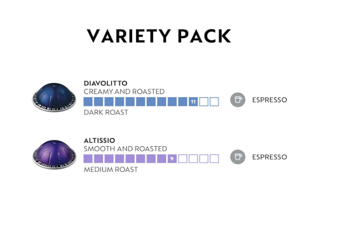 Nespresso Capsules Vertuo, Espresso Bold Variety Pack, Medium and Dark Roast Coffee